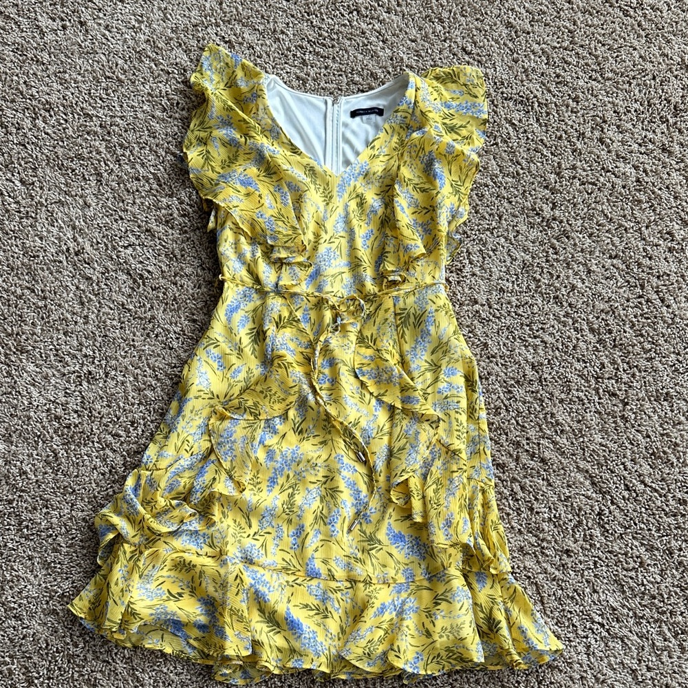 Yellow Floral Ruffle Dress